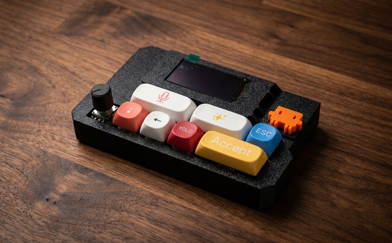 VibeKeys Max AI agent control keypad with status screen