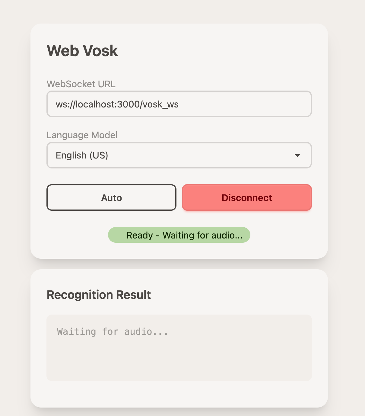 WebVosk 界面